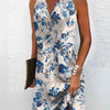 Women's Printed Sling Fashionable And Comfortable V-neck Sleeveless Dress