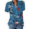 Women's V-neck Floral Print Short-sleeved Shirt